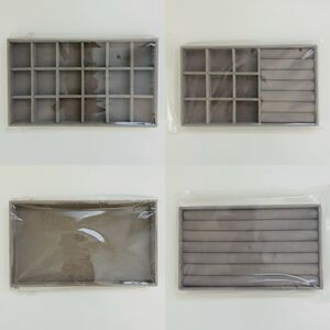 Gray Velvet Jewelry Box Display Tray Drawer Storage Holder, Set of 4